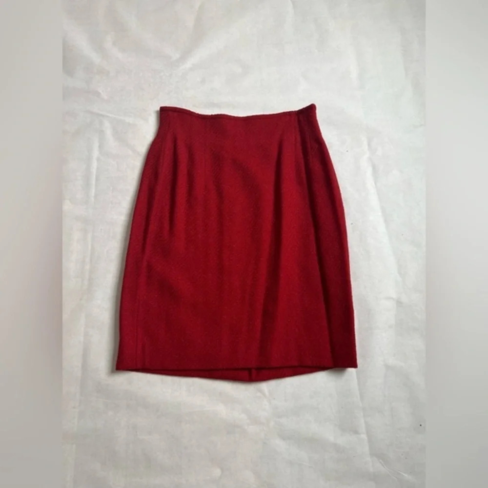 Rena Lange Red Wool Blend Pencil Skirt Womens Size Small